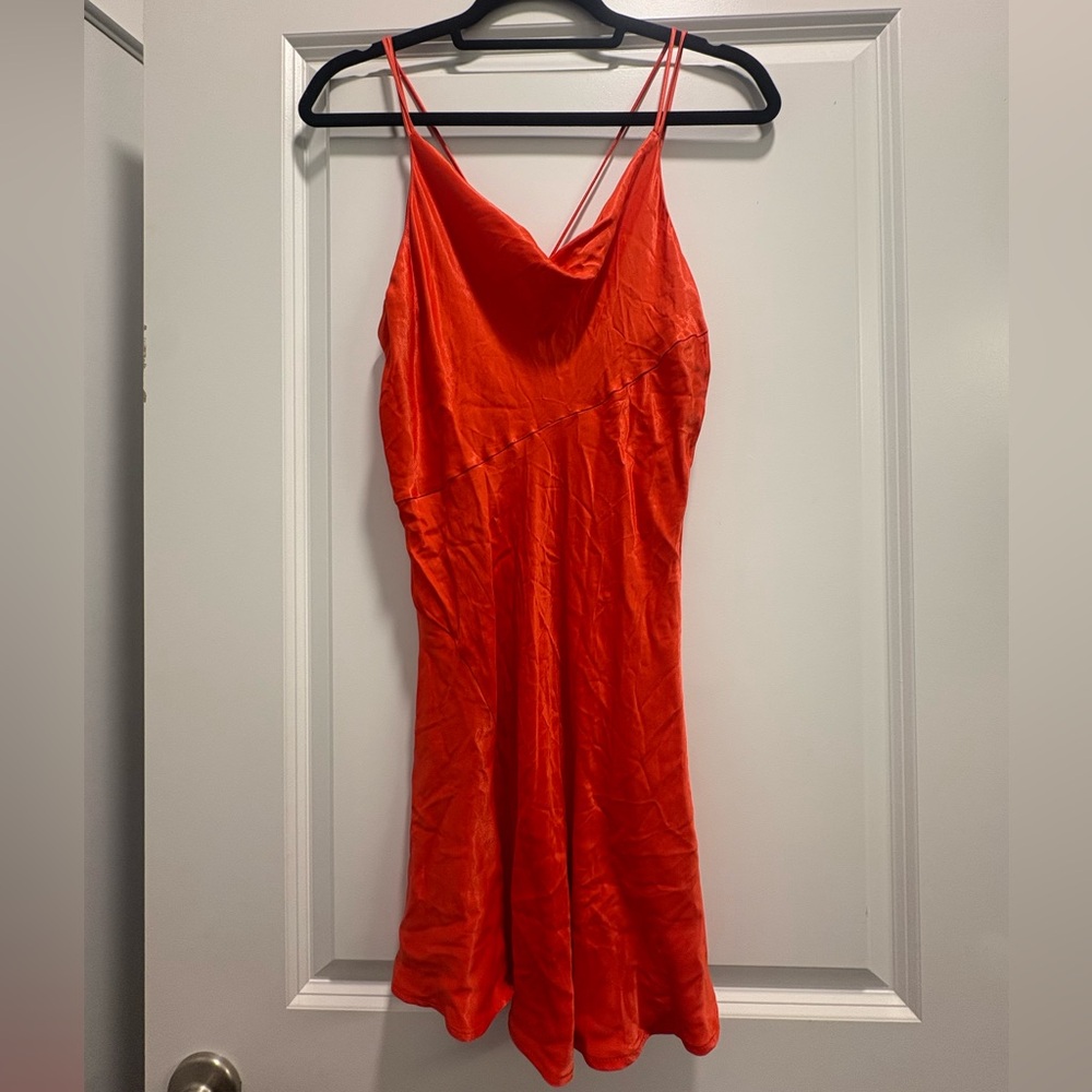 Zara Orange Spaghetti Strap Mini Dress